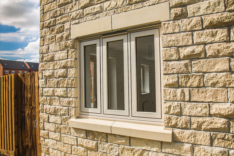 Close-up of a Moving Flush Sash window profile in a standard design. The window features a sleek, modern appearance with a flush exterior, providing a seamless look and enhanced energy efficiency.